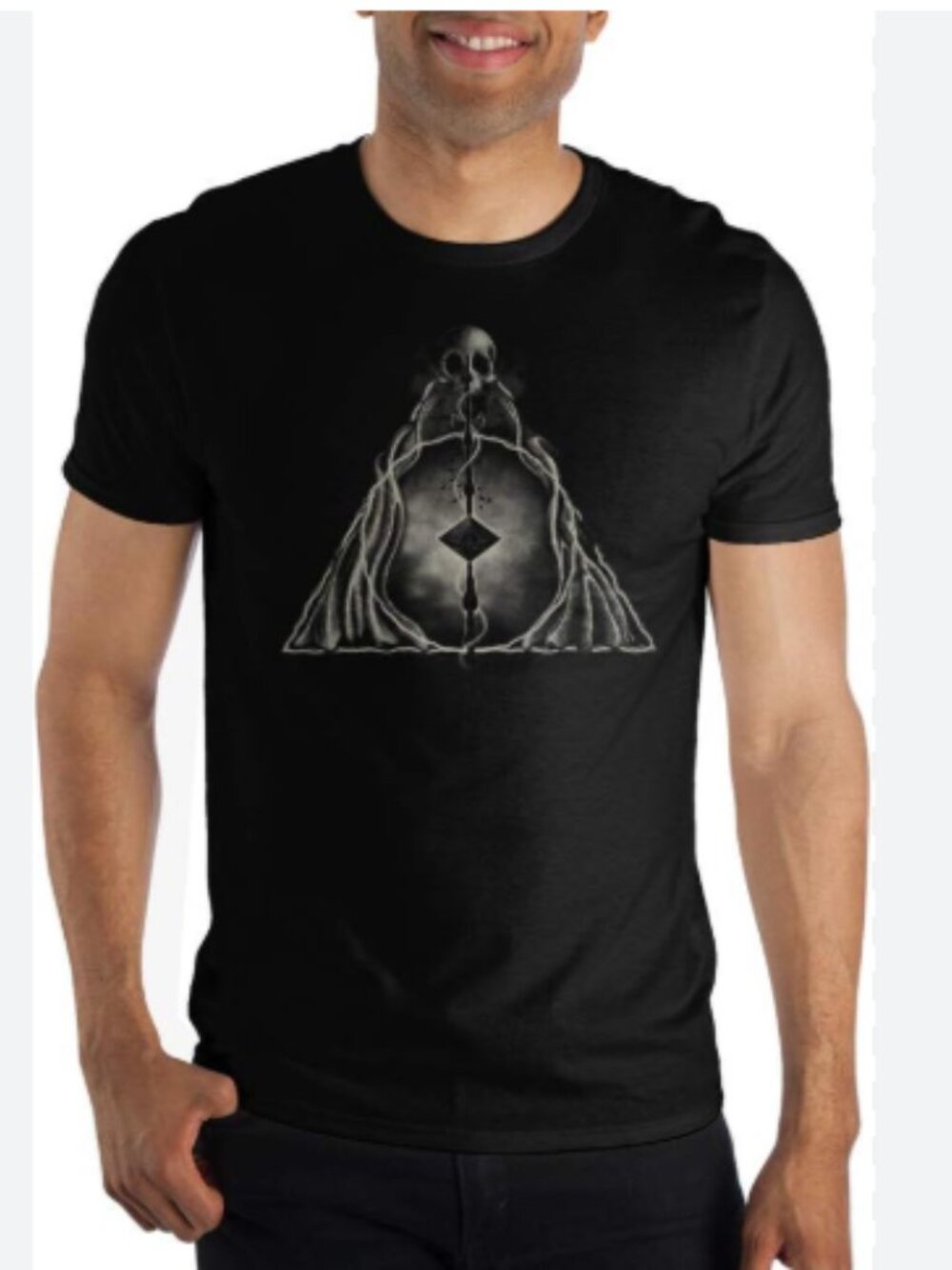 Harry Potter Deathly Hallows Graphic T-Shirt Black Short Sleeve Crewneck M